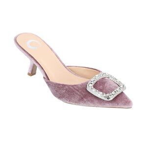 NWT Journee Collection Womens Rishie Velvet Heels RISHIE Lilac Purple 8.5M